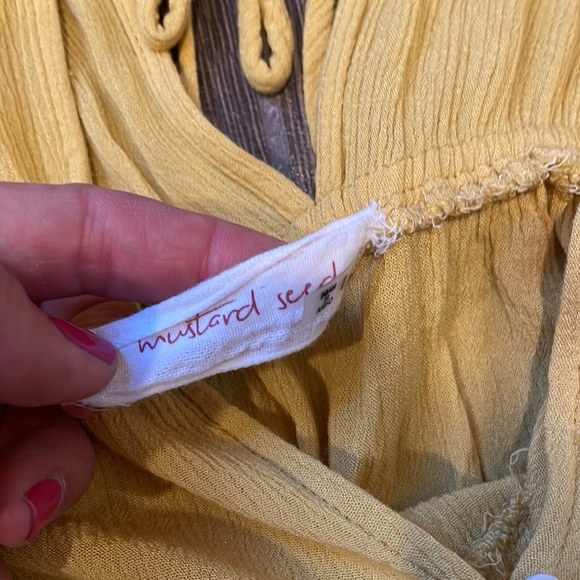 "Mustard Seed" Flowy Yellow Crop Top - Picture 2 of 3